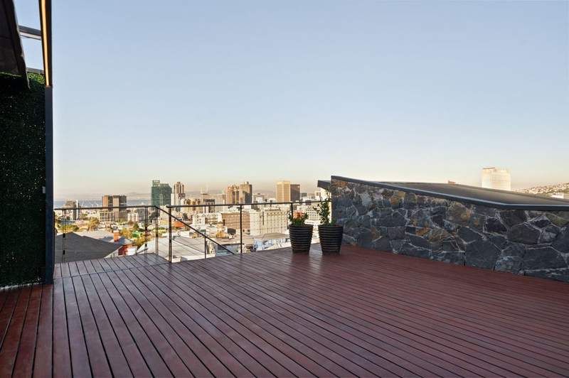 Rooftop deck with city views